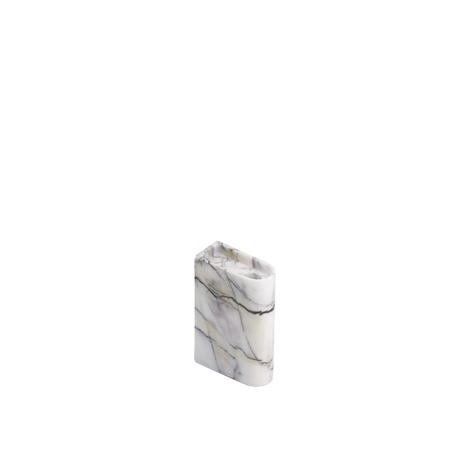Monolith Candle Holder Medium Mixed White Marble
