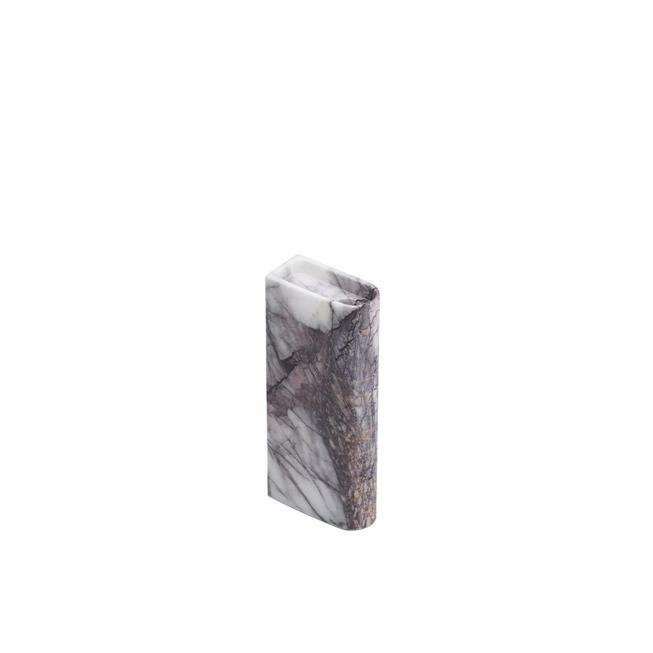 Monolith Candle Holder Tall Mixed White Marble