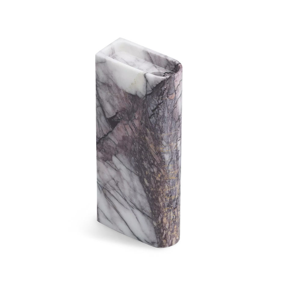 Monolith Candle Holder Tall Mixed White Marble