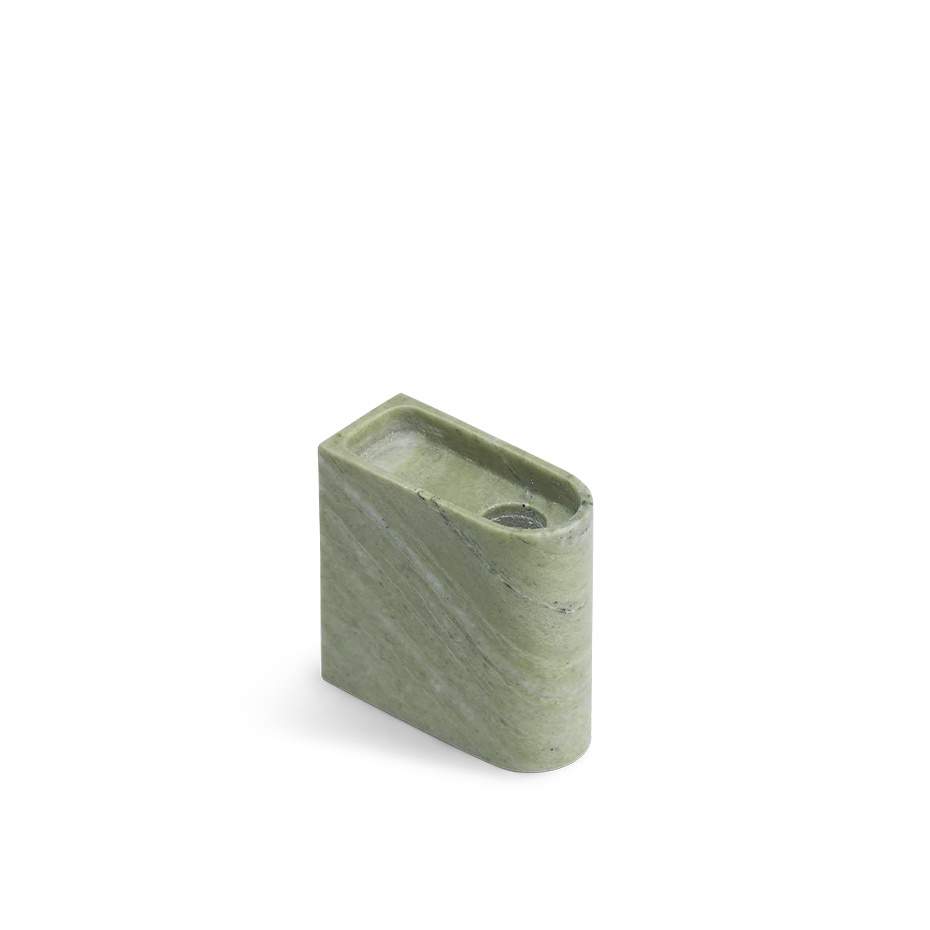 Monolith Candle Holder Low Mixed Green Marble