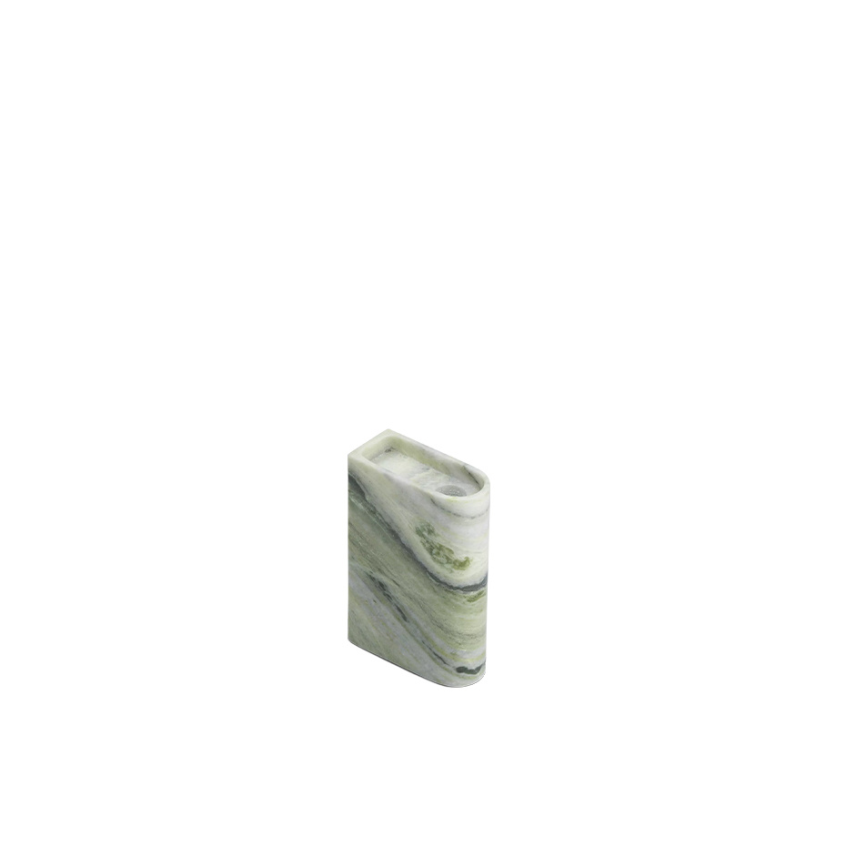Monolith Candle Holder Medium Mixed Green Marble