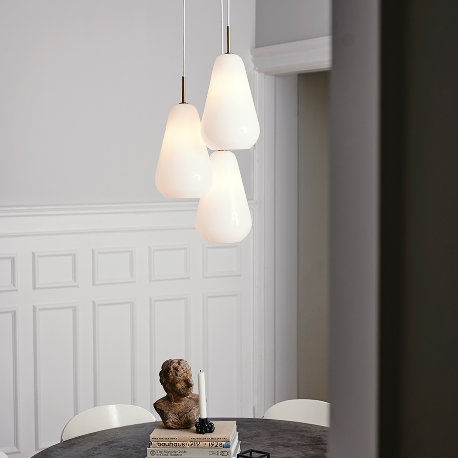 Anoli 3 Ljuskrona Nordic Gold/Opal White