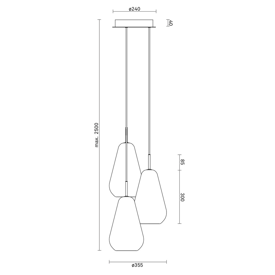 Anoli 3 Ljuskrona Nordic Gold/Opal White
