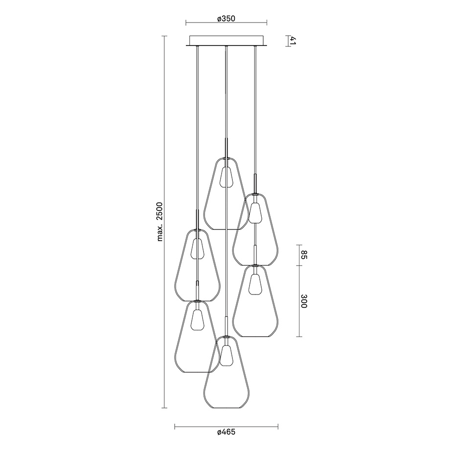 Anoli 6 Ljuskrona Nordic Gold/Gold