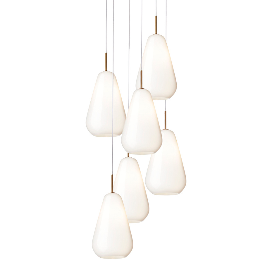 Anoli 6 Ljuskrona Nordic Gold/Opal White