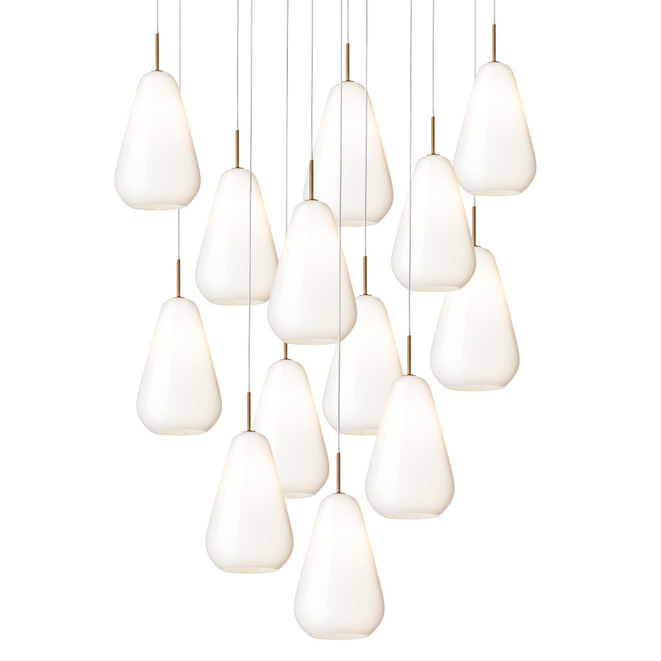 Anoli 13 Ljuskrona Nordic Gold/Opal White