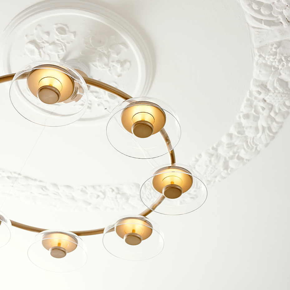 Blossi 8 Ljuskrona Nordic Gold/Clear V2