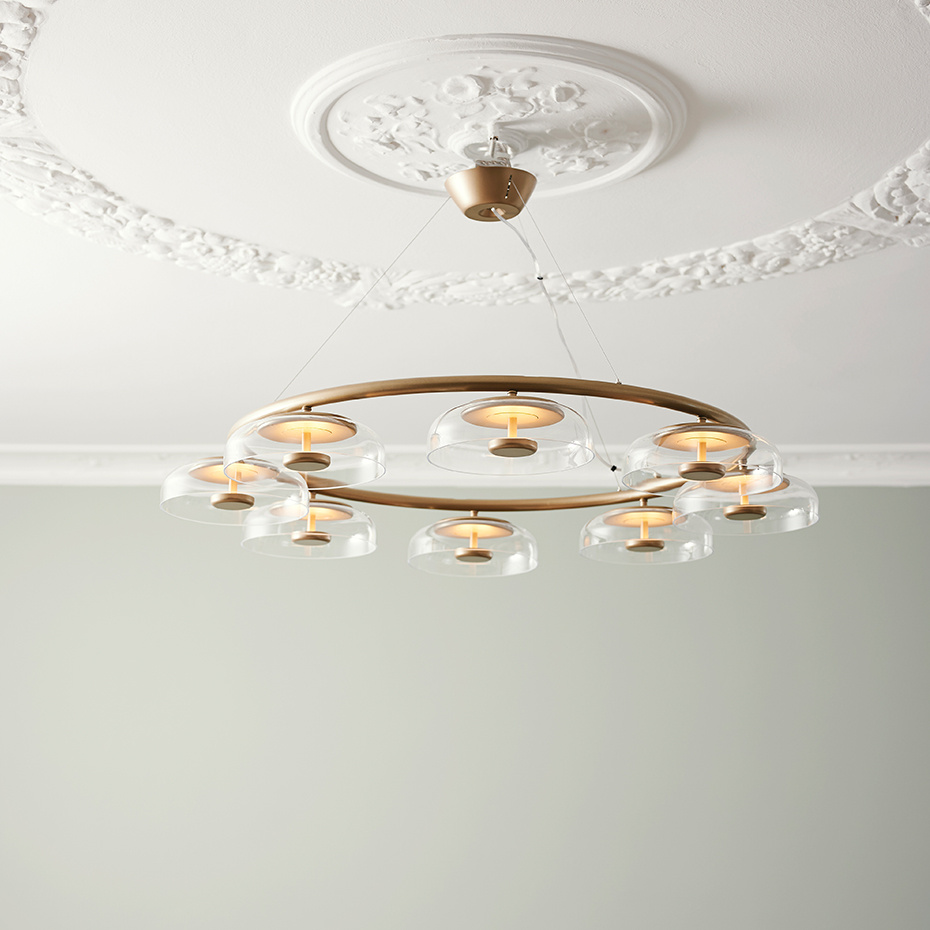 Blossi 8 Ljuskrona Nordic Gold/Clear V2