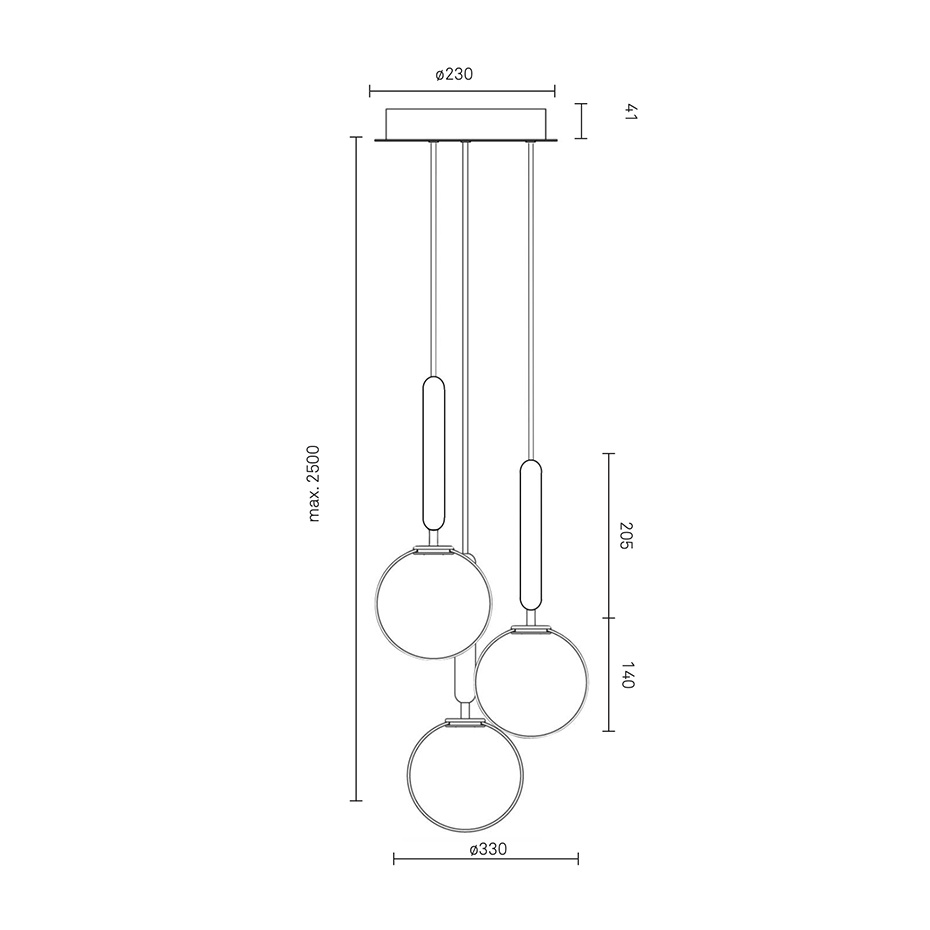 Miira 3 Ljuskrona Rock Grey/Opal White
