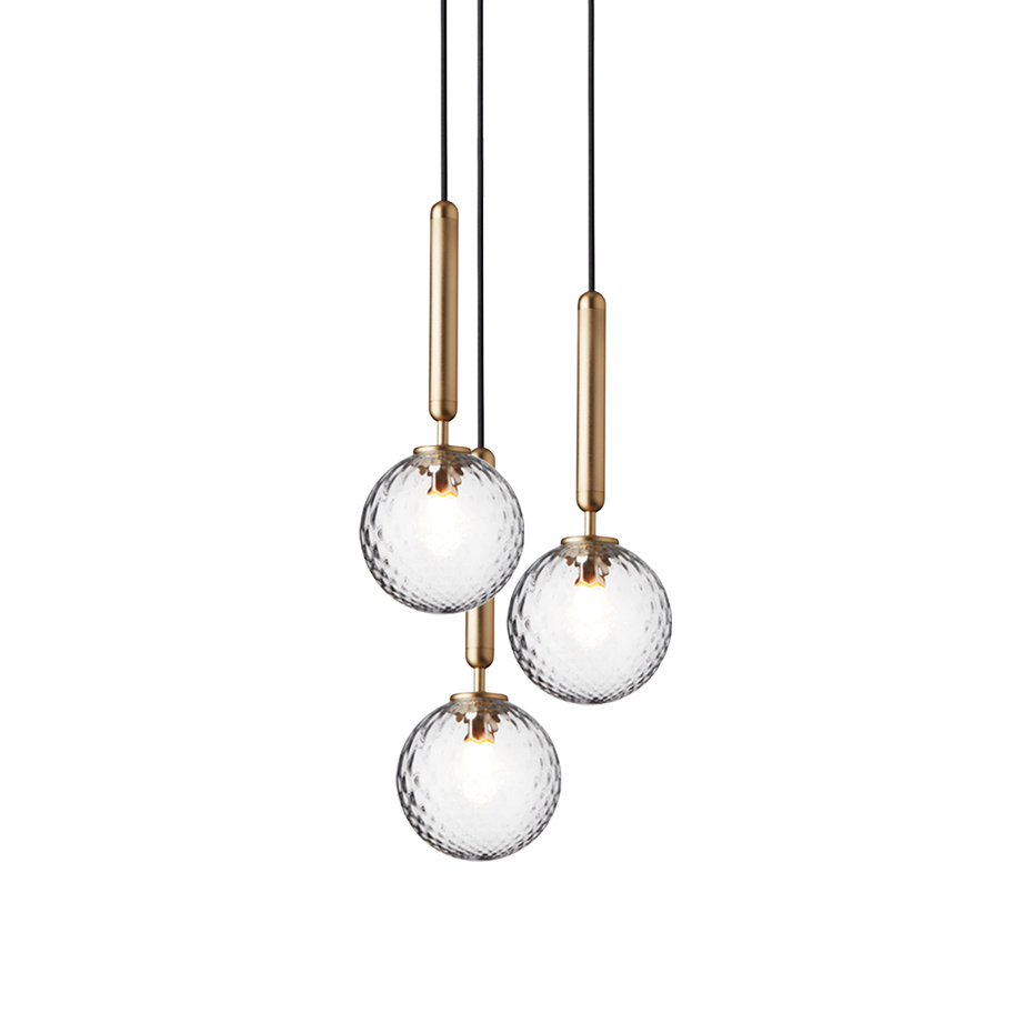 Miira 3 Ljuskrona Brass/Optic Clear