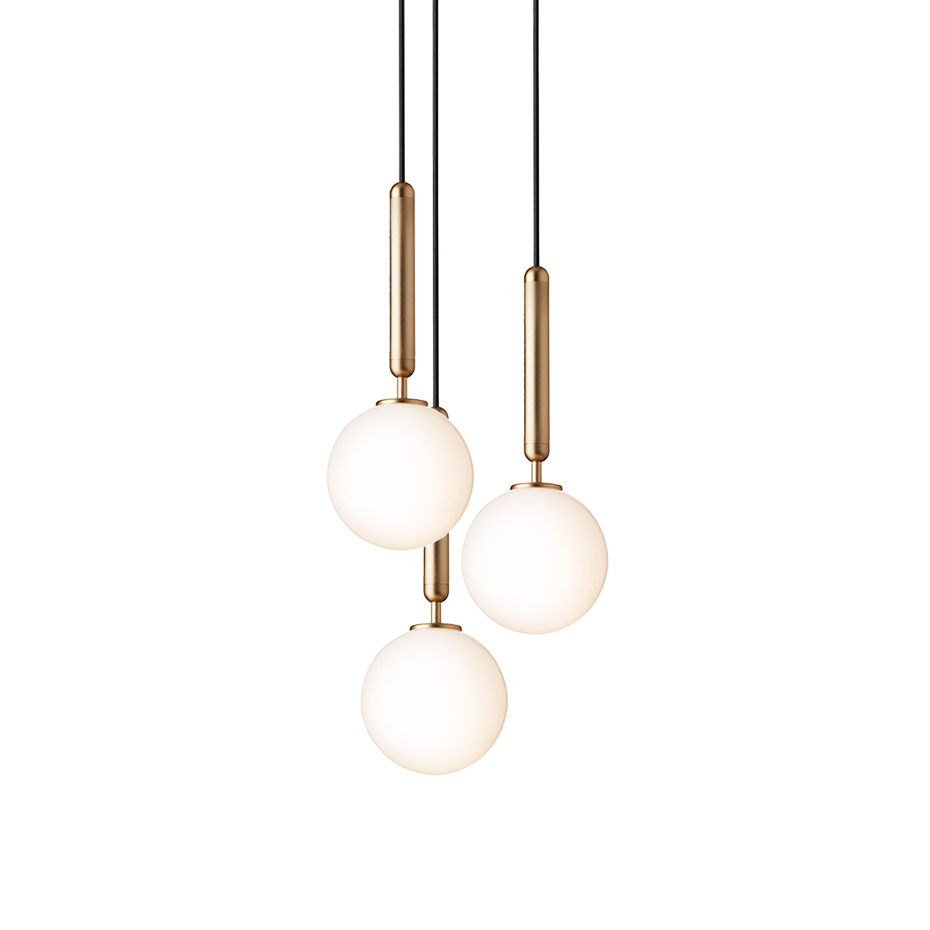 Miira 3 Ljuskrona Brass/Opal White