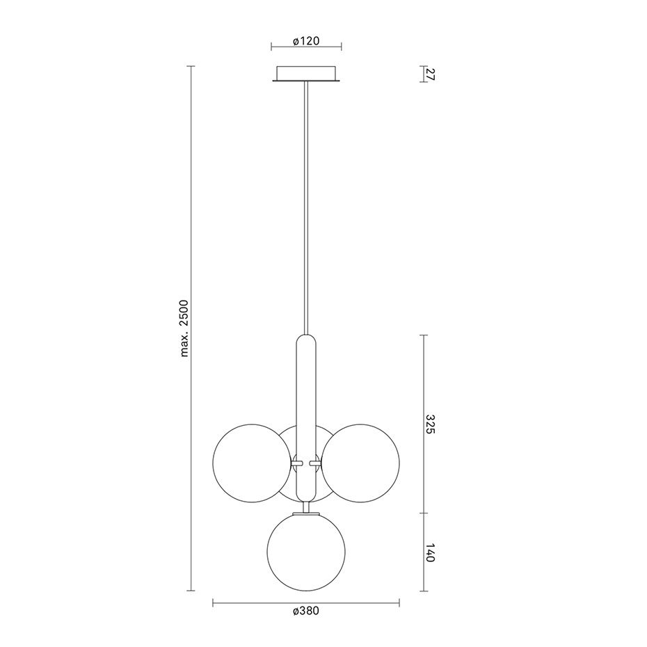 Miira 4 Ljuskrona Rock Grey/Optic Clear