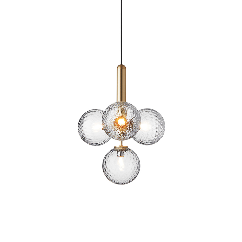 Miira 4 Ljuskrona Brass/Optic Clear