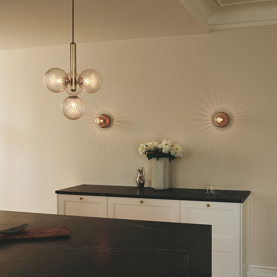 Miira 4 Ljuskrona Brass/Optic Clear