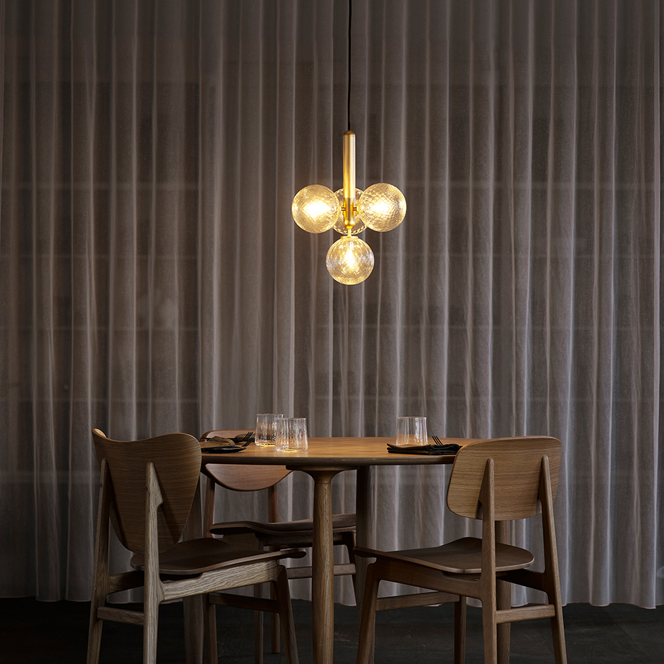 Miira 4 Ljuskrona Brass/Optic Clear