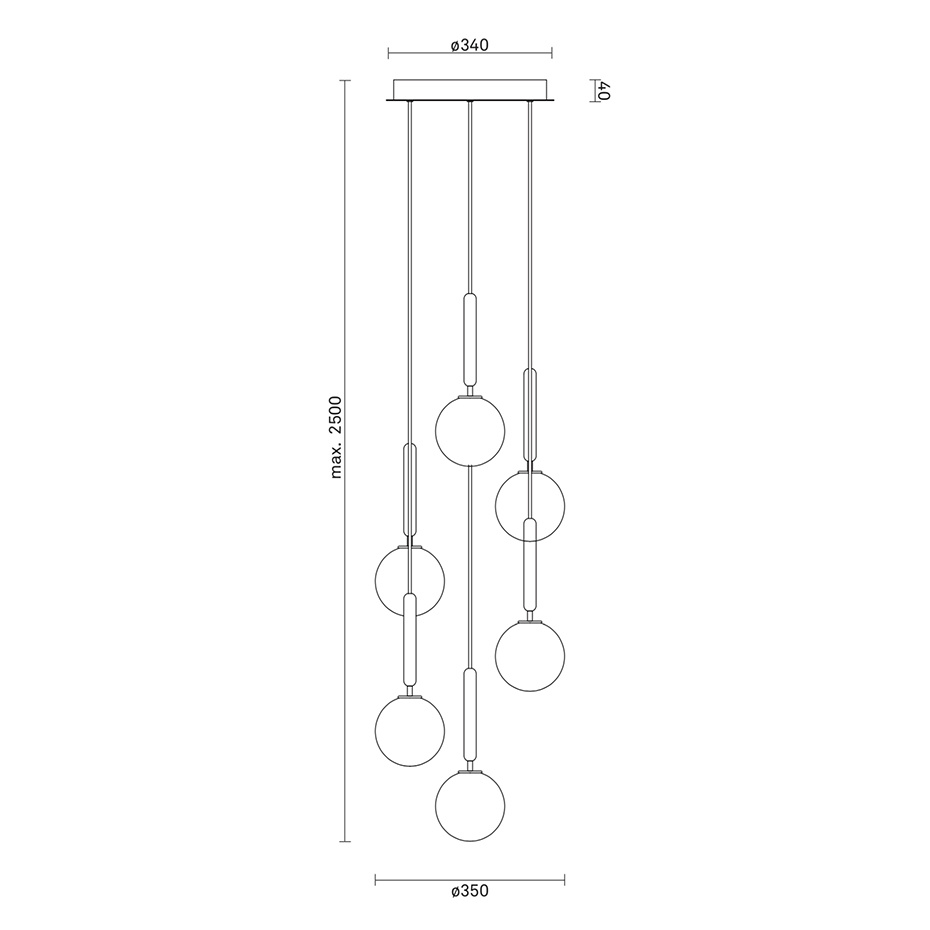 Miira 6 Ljuskrona Rock Grey/Opal White
