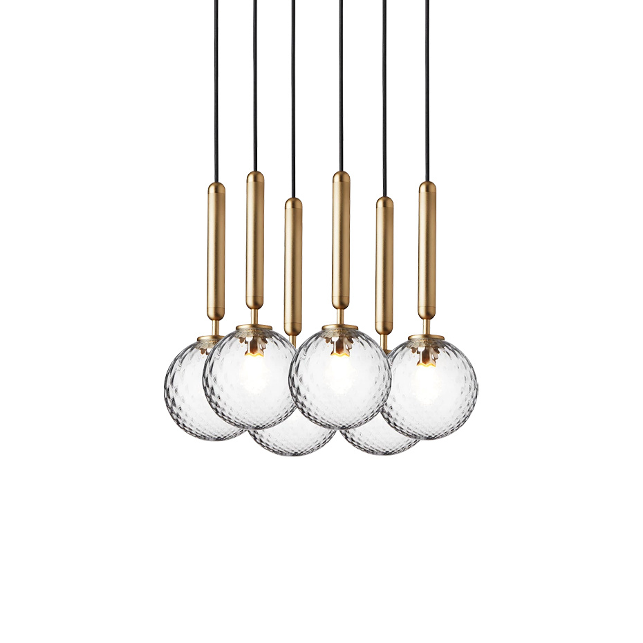 Miira 6 Ljuskrona Brass/Optic Clear