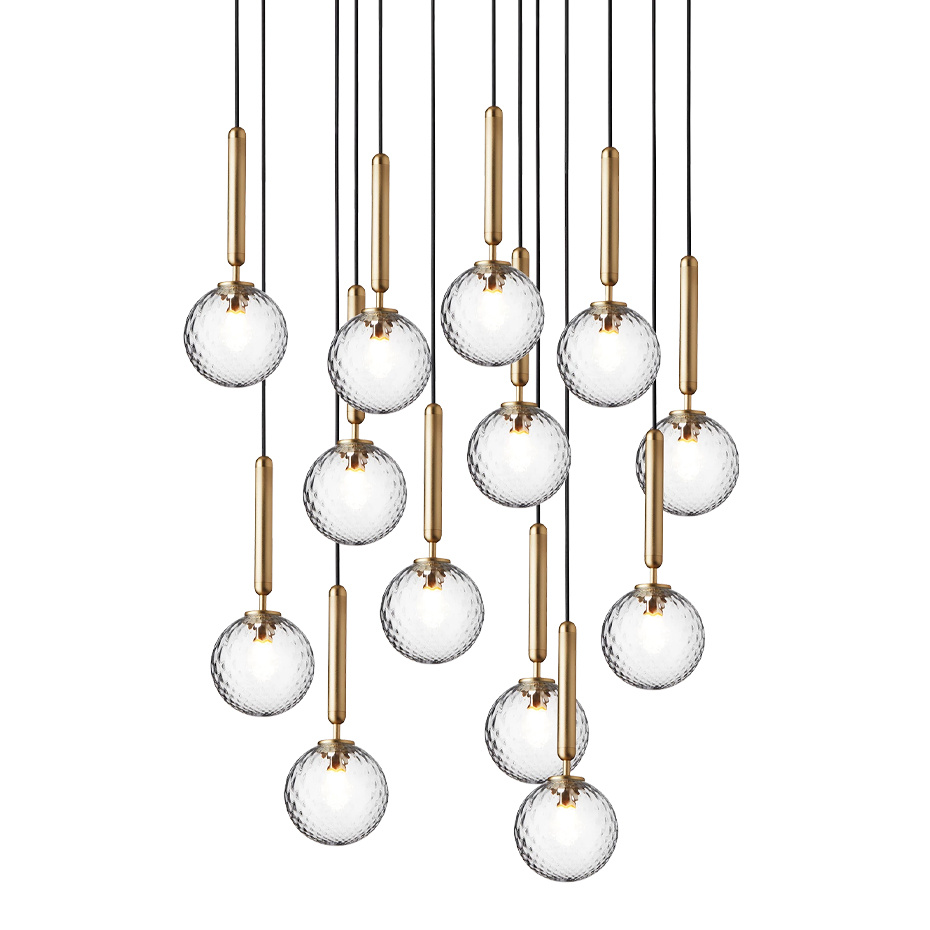 Miira 13 Ljuskrona Brass/Optic Clear