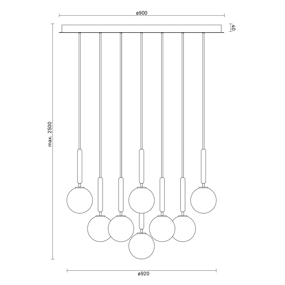 Miira 13 Ljuskrona Brass/Optic Clear