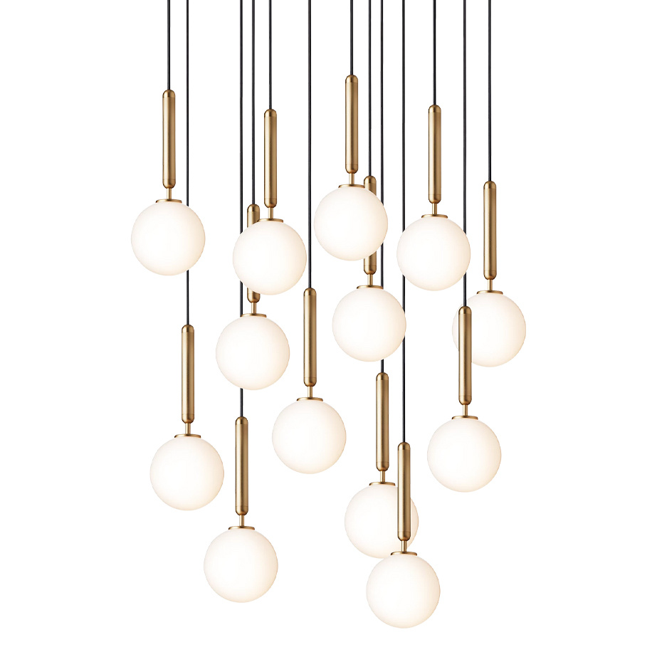Miira 13 Ljuskrona Brass/Opal White