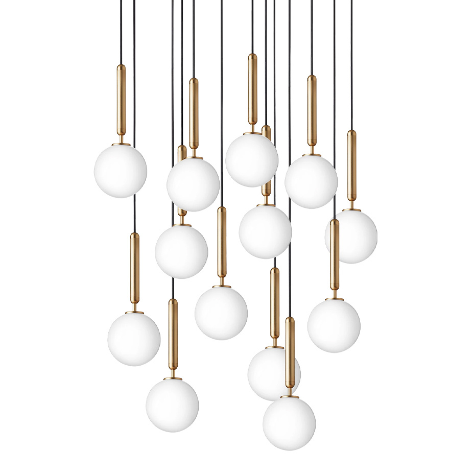 Miira 13 Ljuskrona Brass/Opal White