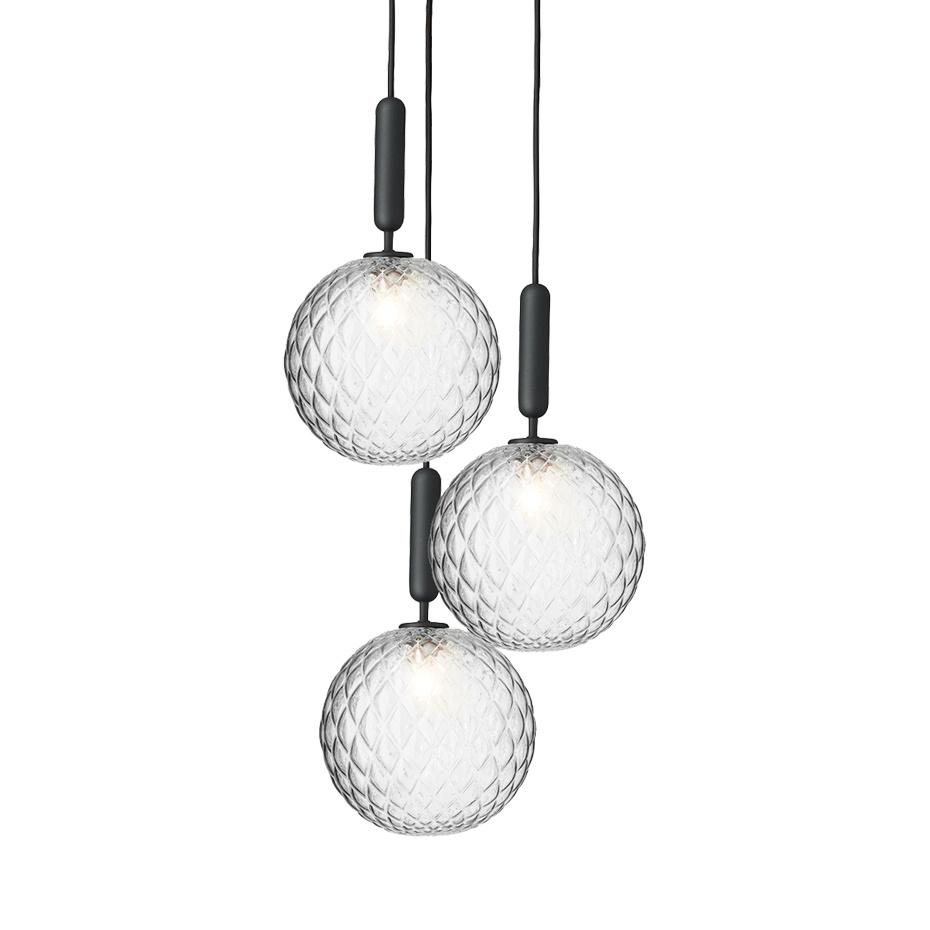 Miira 3 Ljuskrona Large Rock Grey/Optic Clear