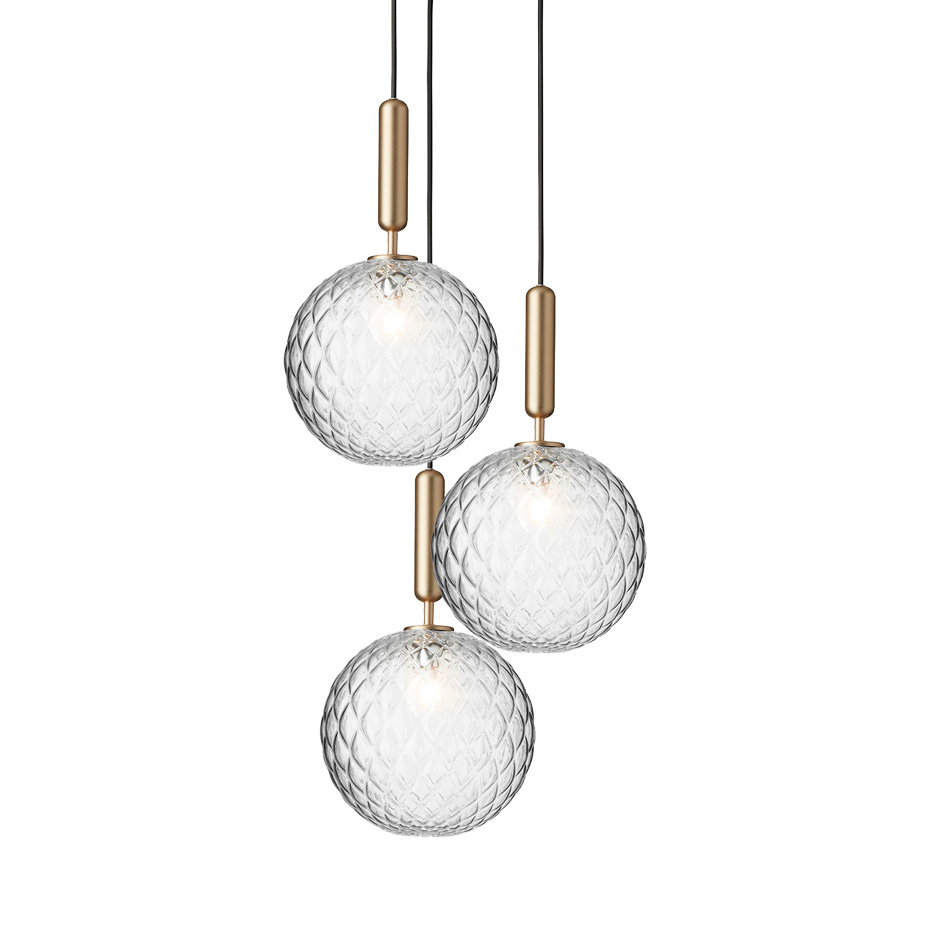 Miira 3 Ljuskrona Large Brass/Optic Clear