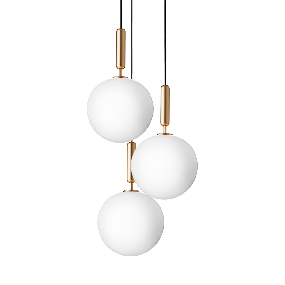 Miira 3 Ljuskrona Large Brass/Opal White