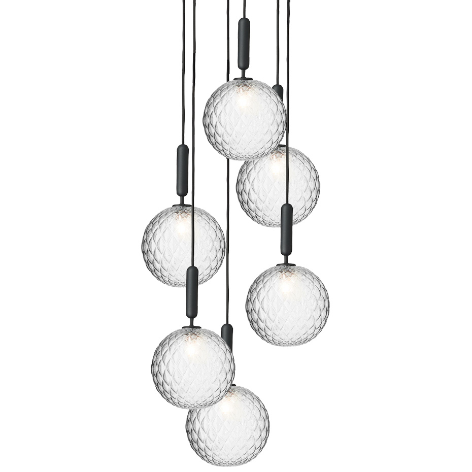 Miira 6 Ljuskrona Large Rock Grey/Optic Clear