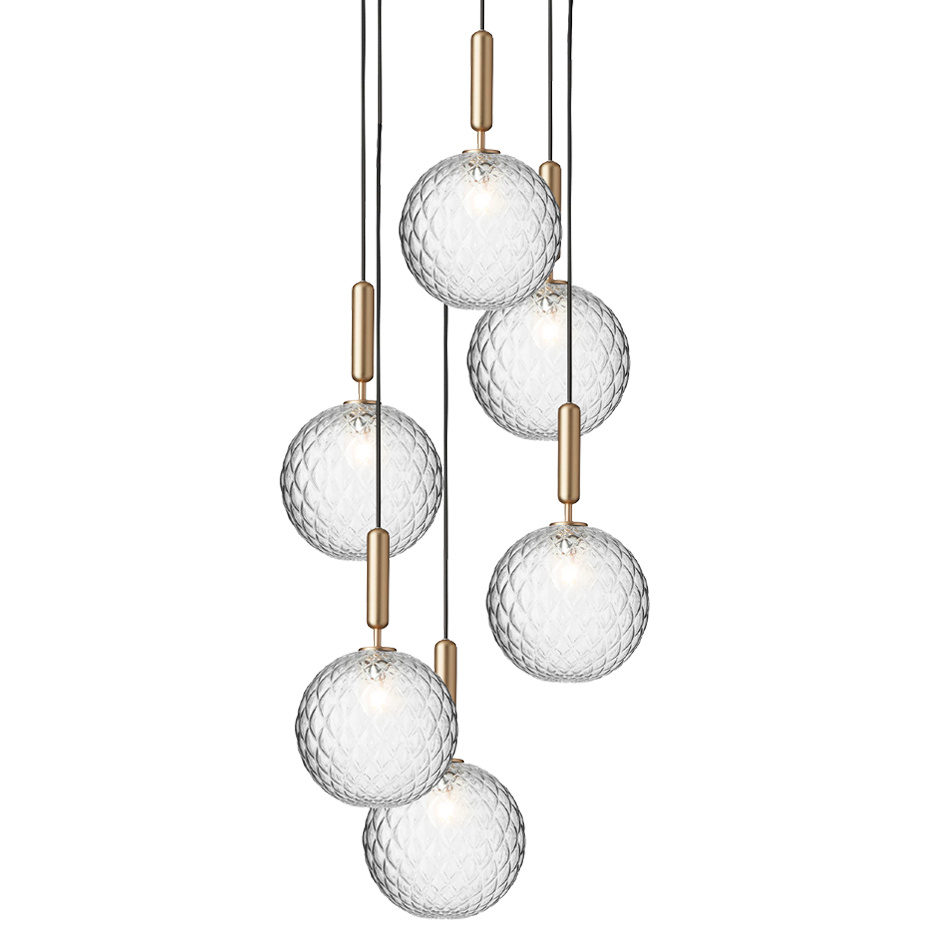 Miira 6 Ljuskrona Large Brass/Optic Clear