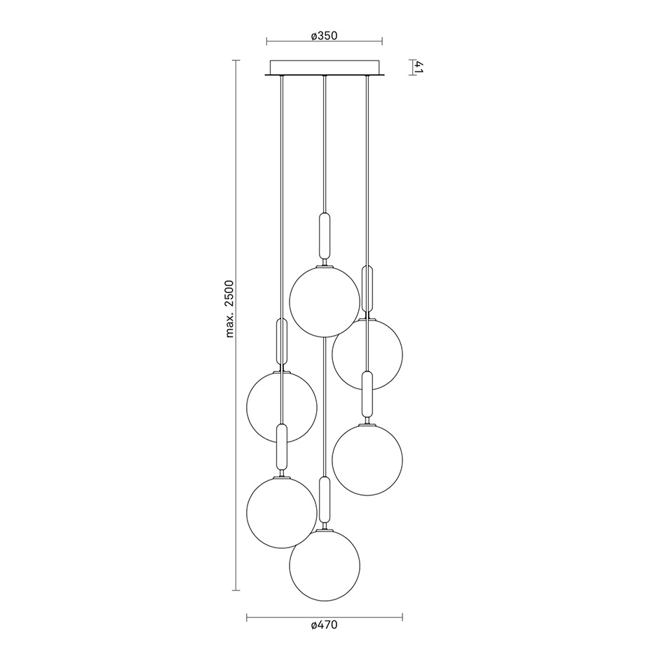 Miira 6 Ljuskrona Large Brass/Optic Clear