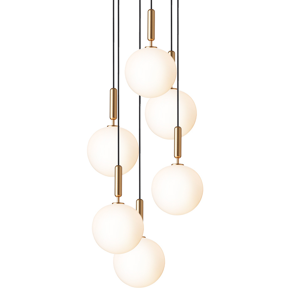 Miira 6 Ljuskrona Large Brass/Opal White