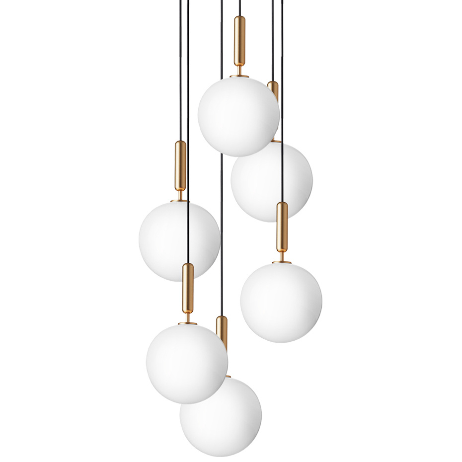 Miira 6 Ljuskrona Large Brass/Opal White