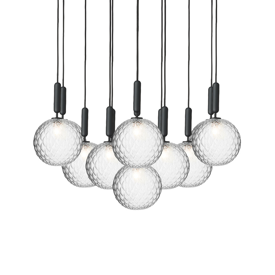 Miira 13 Ljuskrona Large Rock Grey/Optic Clear