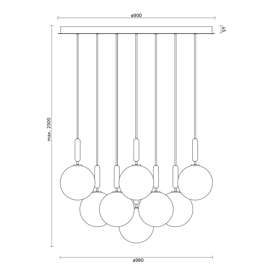 Miira 13 Ljuskrona Large Rock Grey/Optic Clear