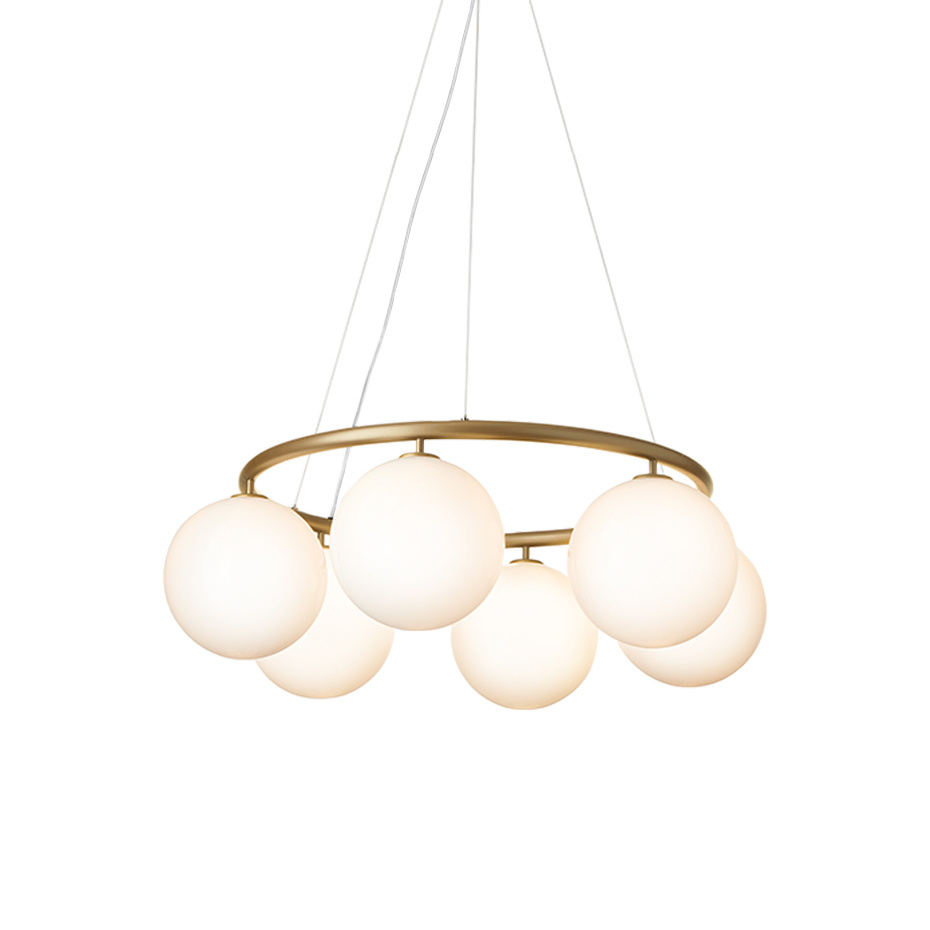 Miira 6 Circular Ljuskrona Brass/Opal White