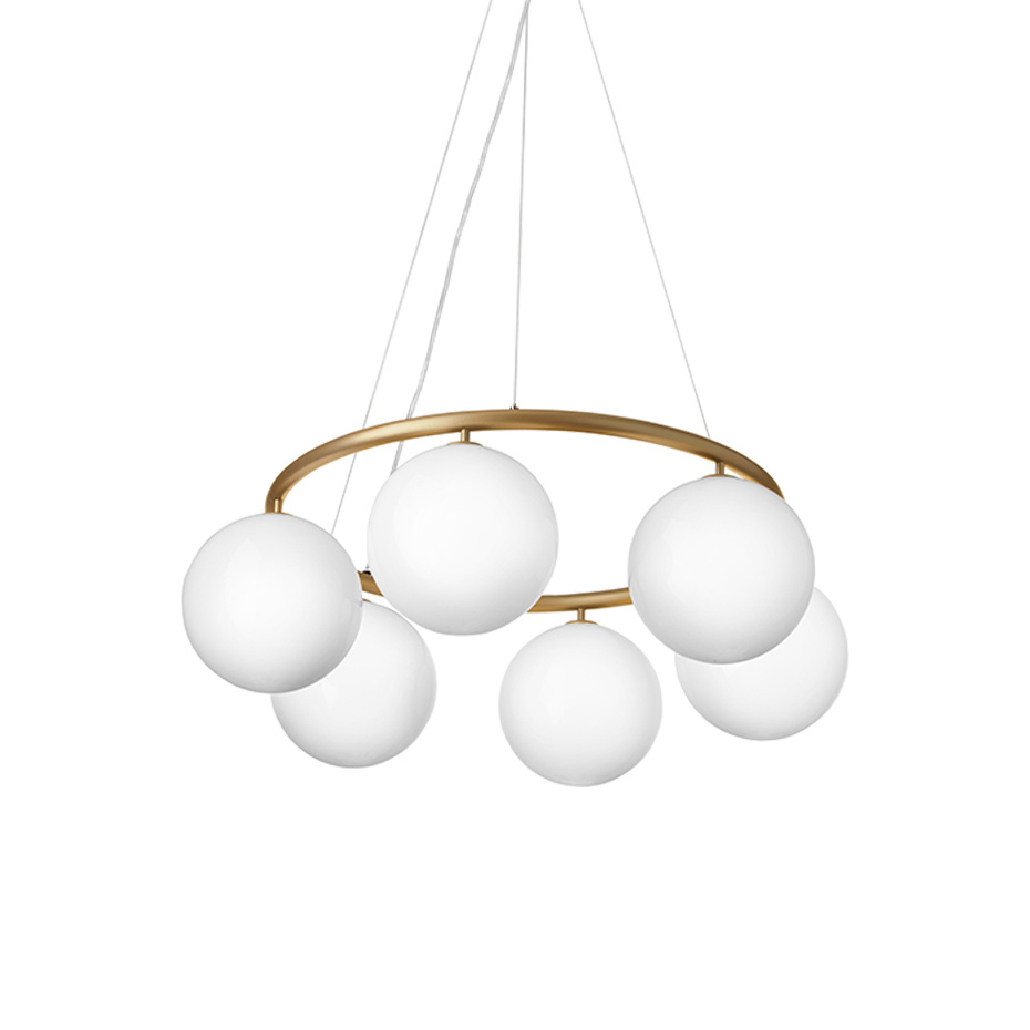 Miira 6 Circular Ljuskrona Brass/Opal White