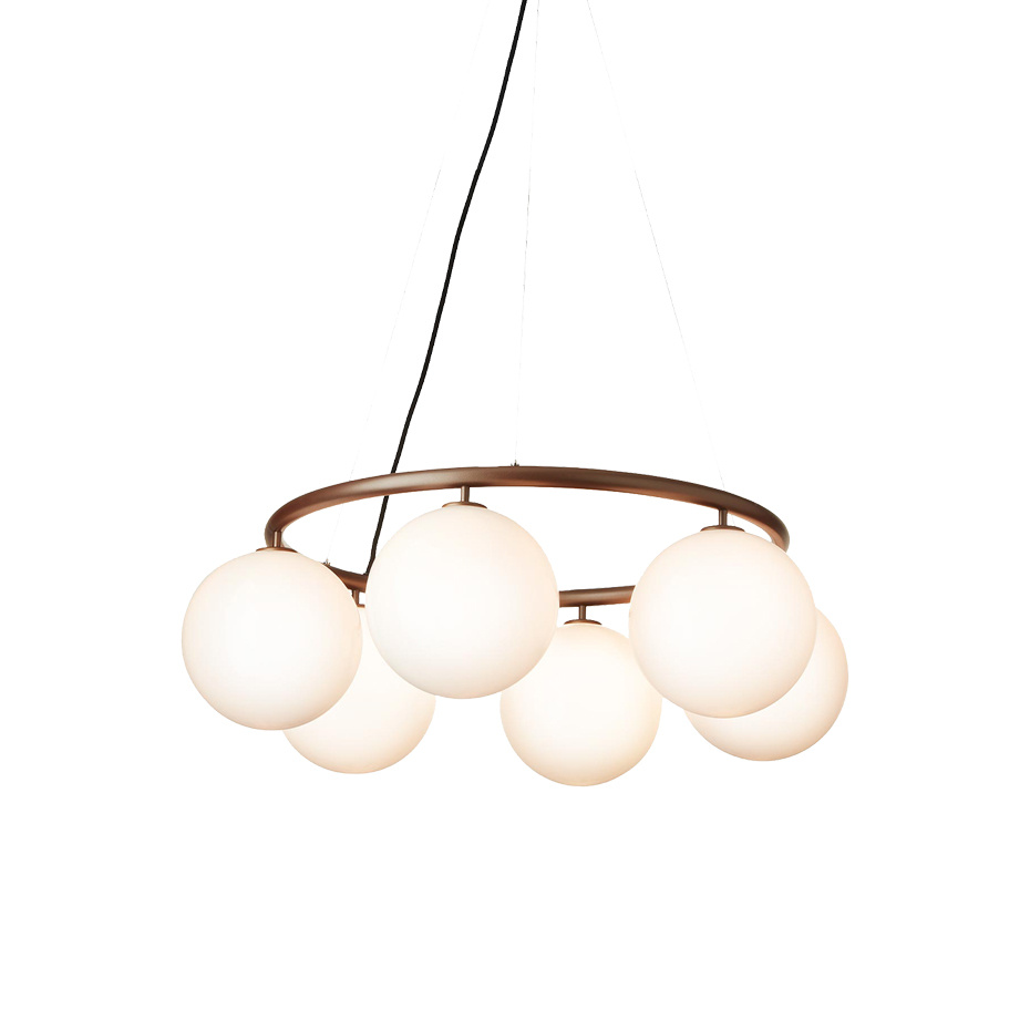 Miira 6 Circular Ljuskrona Dark Bronze/Opal White