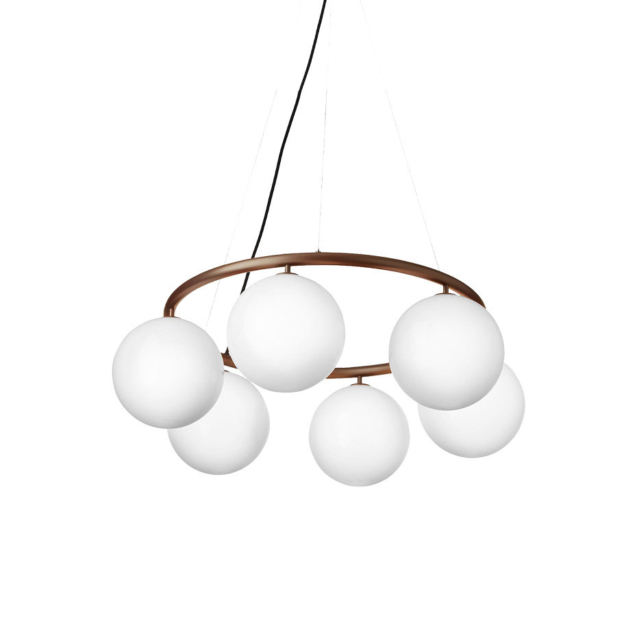 Miira 6 Circular Ljuskrona Dark Bronze/Opal White