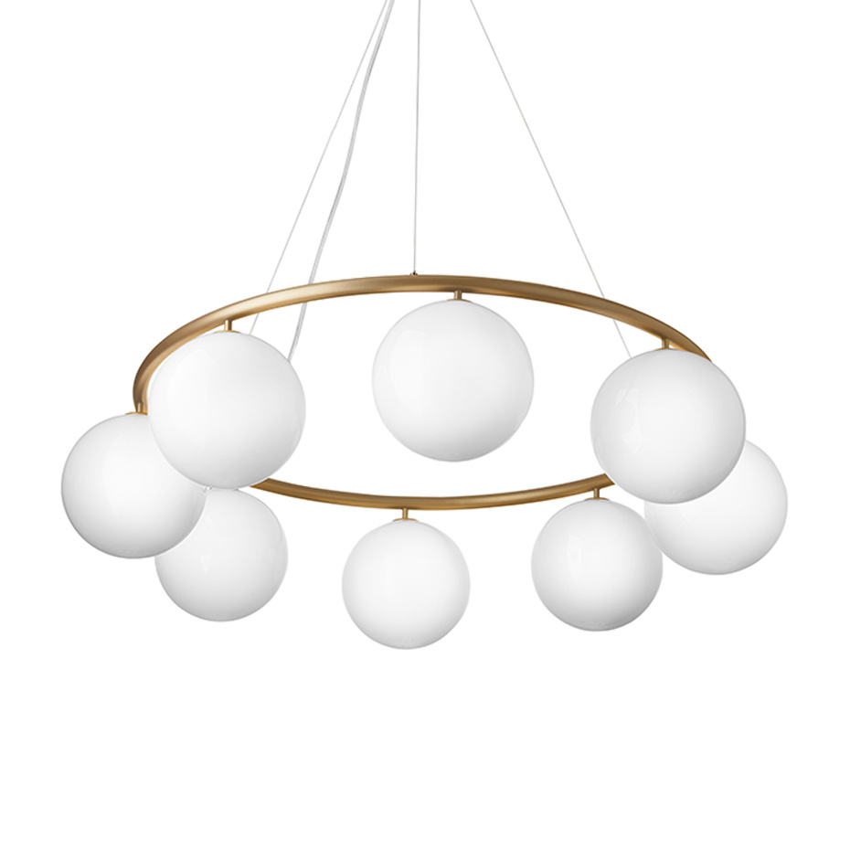 Miira 8 Circular Ljuskrona Brass/Opal White