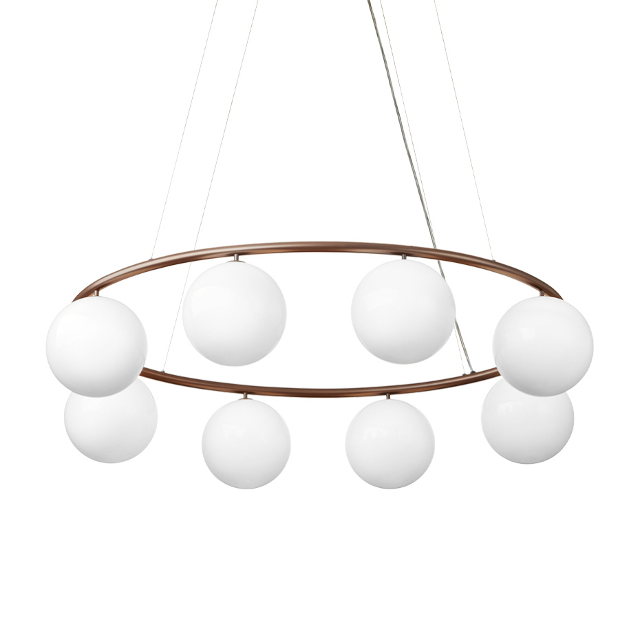 Miira 8 Oval Ljuskrona Dark Bronze/Opal White