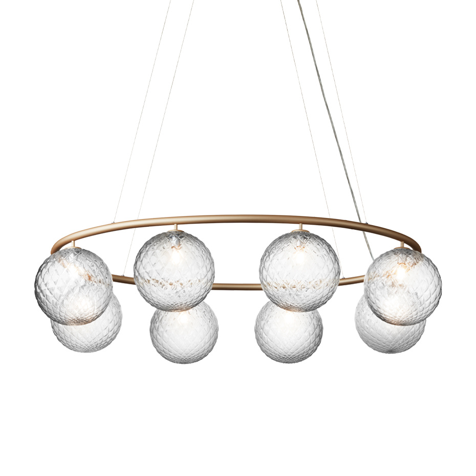 Miira 8 Oval Ljuskrona Brass/Optic Clear