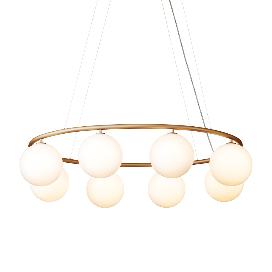 Miira 8 Oval Ljuskrona Brass/Opal White