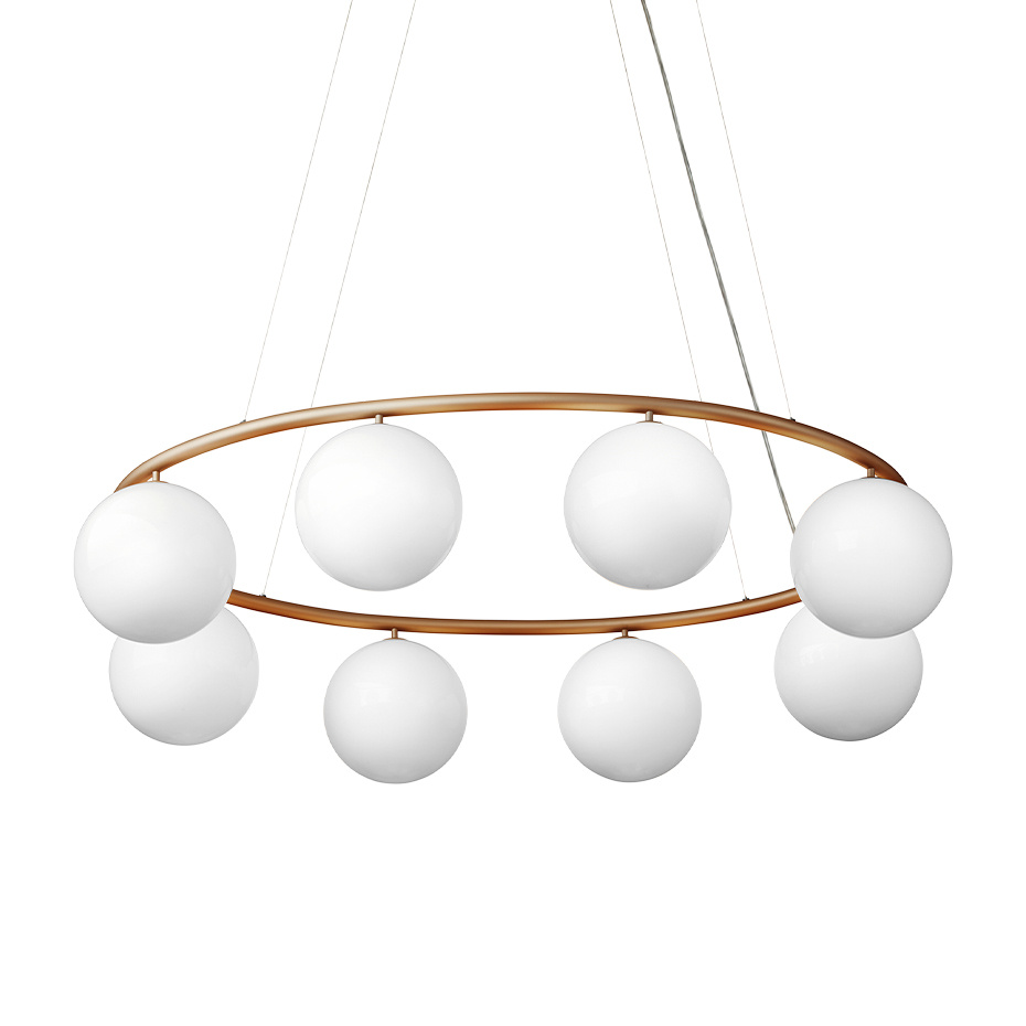 Miira 8 Oval Ljuskrona Brass/Opal White