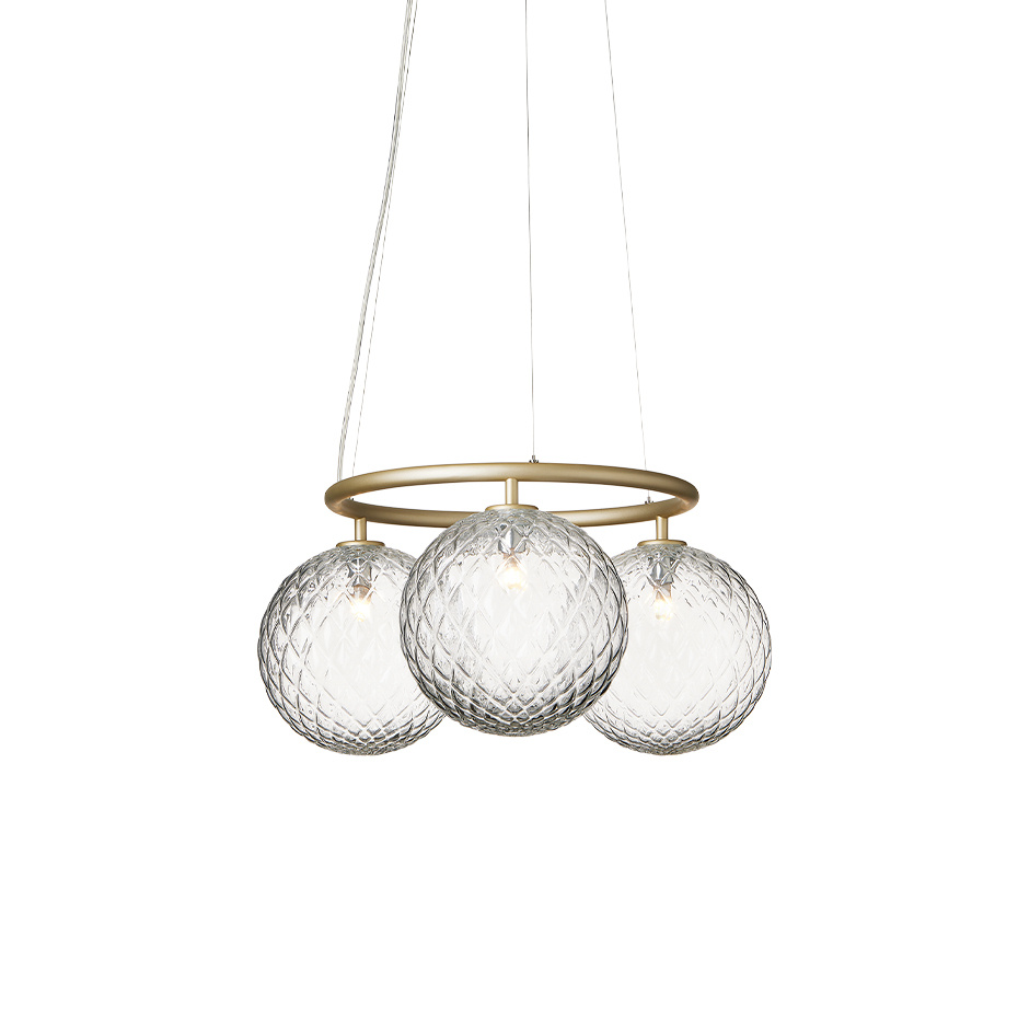 Miira 3 Circular Ljuskrona Brass/Optic Clear