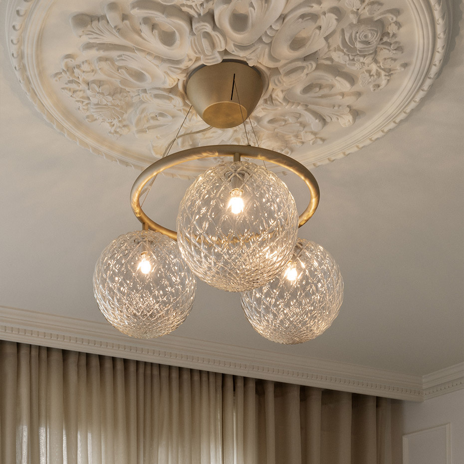 Miira 3 Circular Ljuskrona Brass/Optic Clear