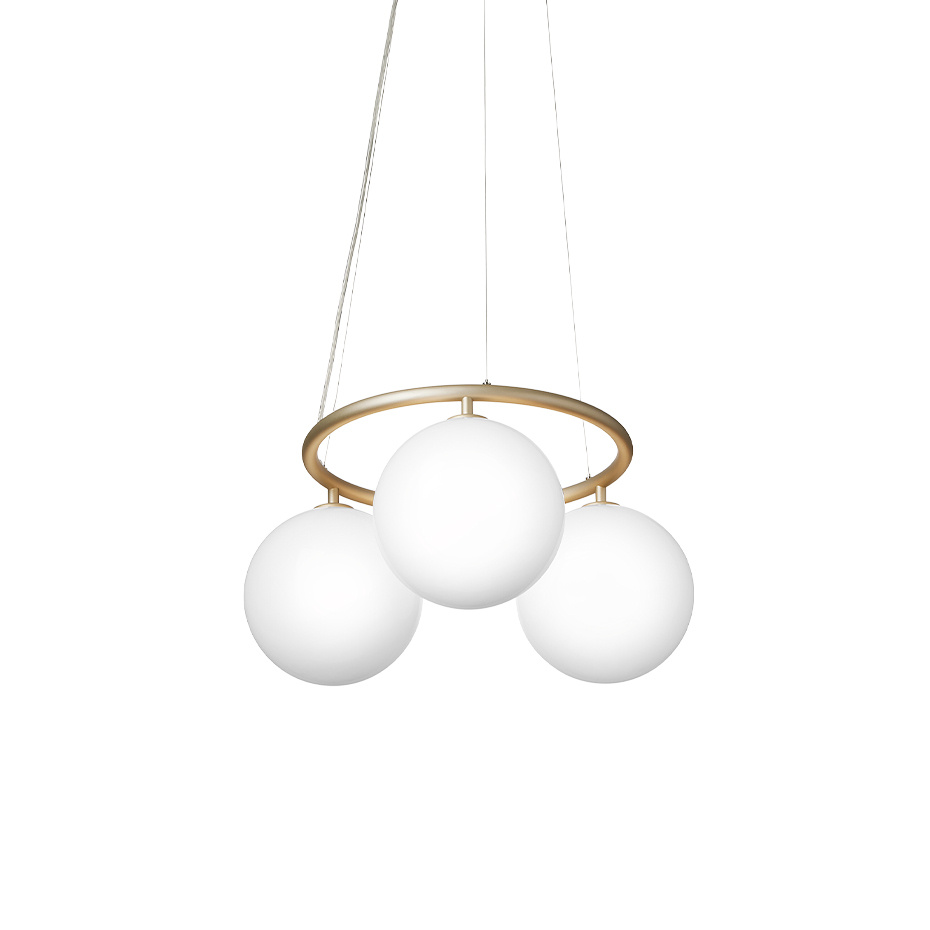 Miira 3 Circular Ljuskrona Brass/Opal White