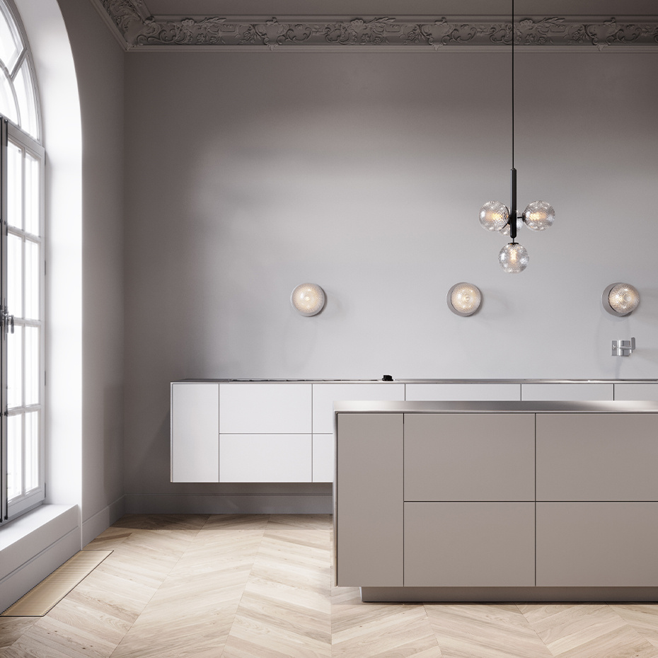 Liila 1 Tak/Vägg Large Light Silver/Optic Clear IP44