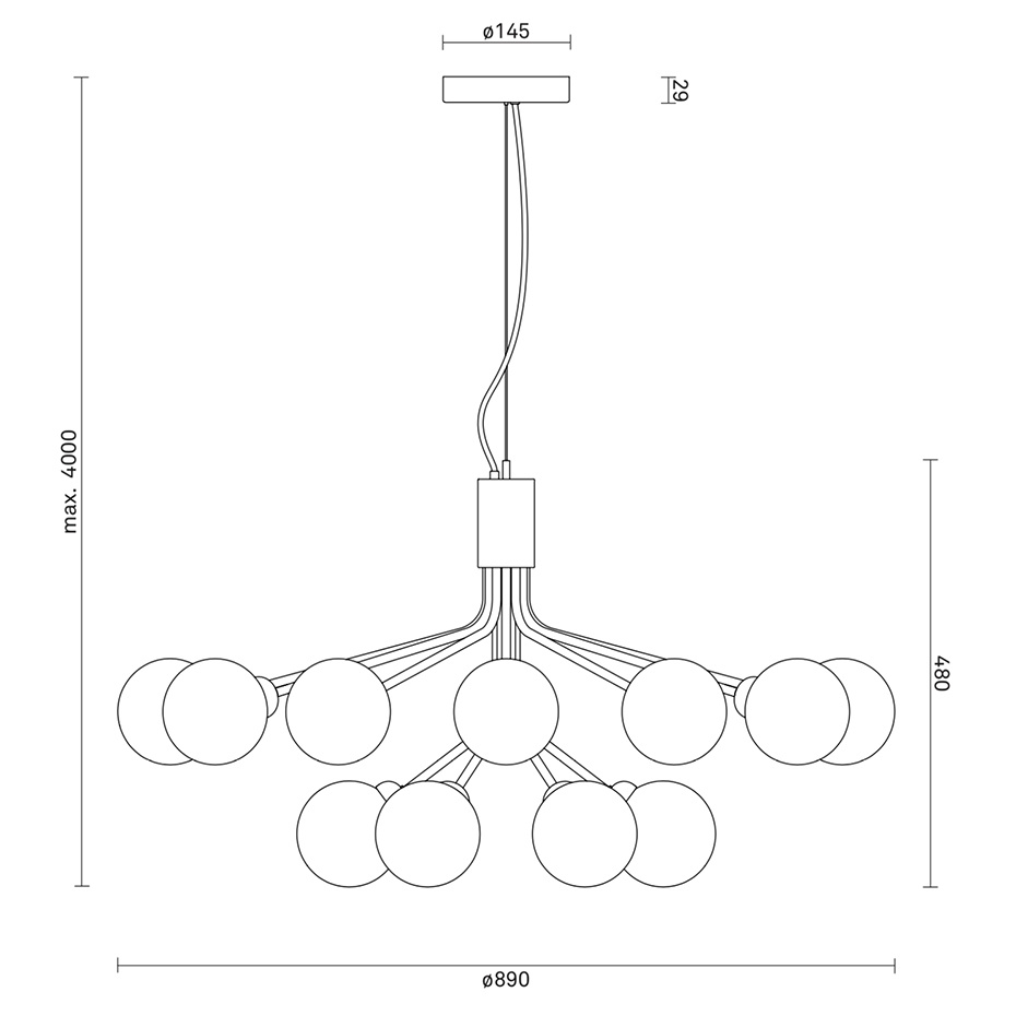Apiales 18 Ljuskrona Brushed Brass/Opal White
