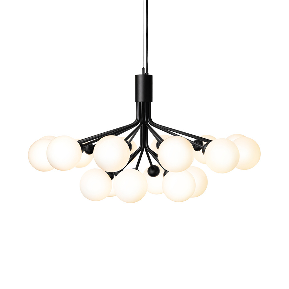 Apiales 18 Ljuskrona Satin Black/Opal White